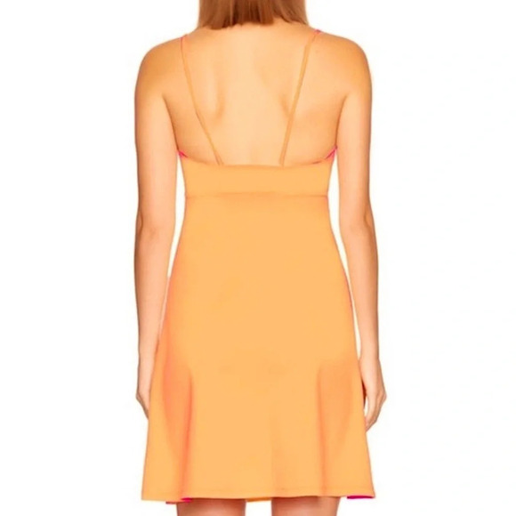 Susana Monaco V-Neck A-Line Mini Dress in Electric Orange Neon - Picture 3 of 16